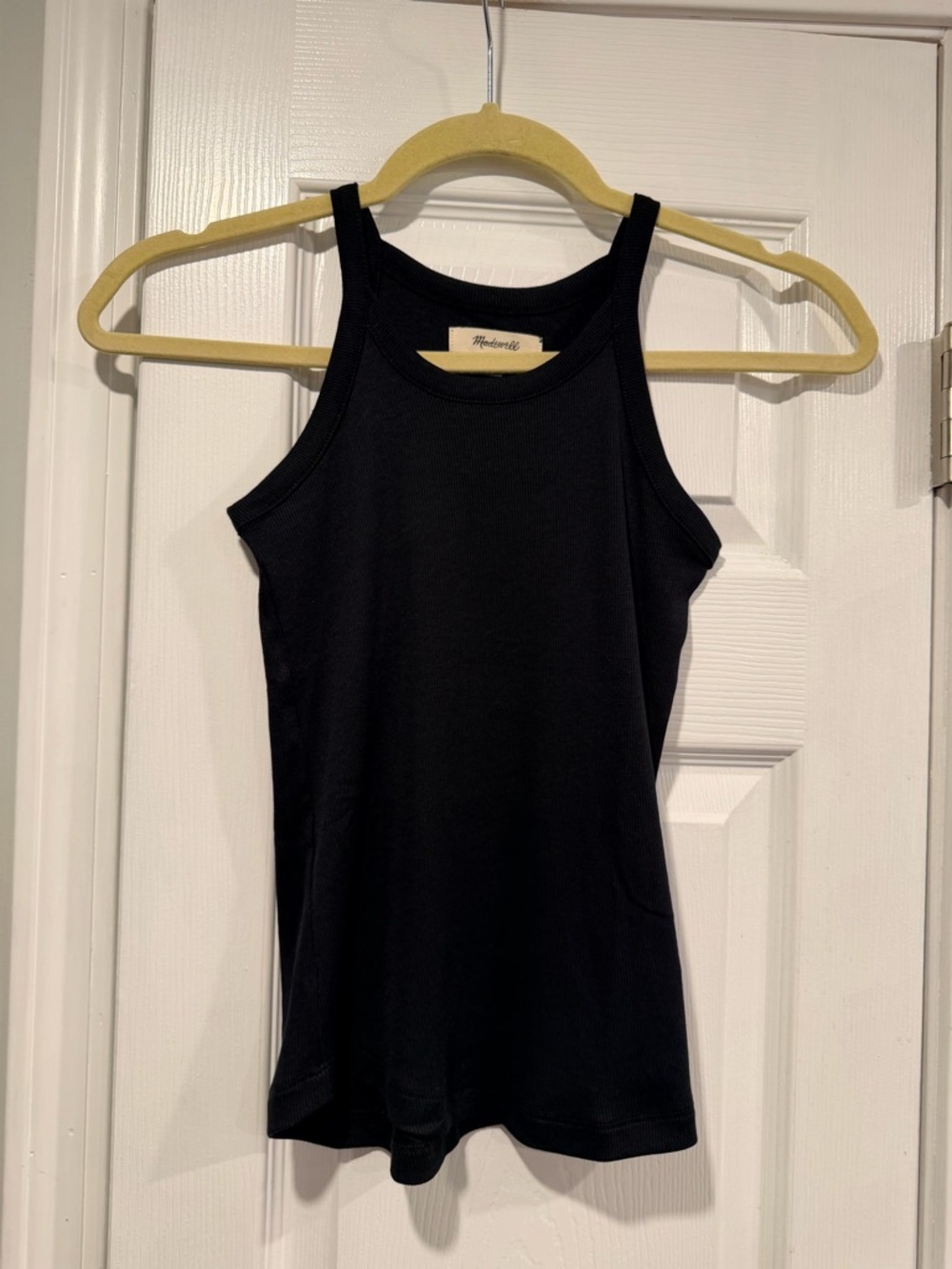 NWOT Madewell Size XXS Black Thin Strap Ribbed Supima Racerback Tank Top